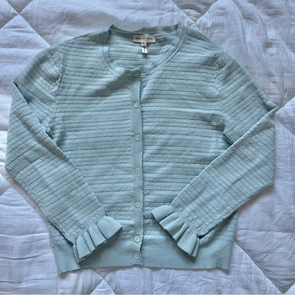 Rebecca Taylor Pointelle Mix Buttoned Cardigan Size XS